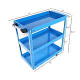 Upgrade 3-Tier Rolling Tool Cart with Lockable Wheels, Heavy Duty Steel Utility Cart, Kitchen Cart 04836174