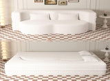 Modern Floor Sofa with 2 Pillows,Convertible Teddy Fabric Foam-Filled Sleeper Sofa Bed,15