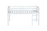 ZNTS Solid Wooden, Rubber Wooden Twin Loft Bed with Ladder, Bed Platform of Strengthened Slats , White W504P190951