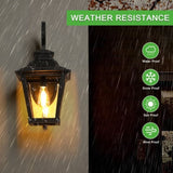 Outdoor Wall Lanterns 2-Pack, Black Waterproof Wall Sconce with Clear Glass Panels, Vintage Exterior W1340P239404