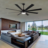 ZNTS 72" Integrated LED Matte Black Large Smart Ceiling Fan with Remote Control W1367139019