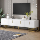 ON-TREND Modern TV Stand Metal Legs and Gold Handles for TVs Up to 80'', Media Console Table WF325614AAK