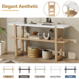 TREXM Retro Elegant Console Table with Marble-Effect Top and Versatile Storage Solutions for N715P196906D
