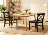 Black Farmhouse Wooden Dining Chairs Set of 2 with Cross Back Design for Kitchen Table 44201883
