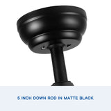 52" Integrated LED Light Matte Black Blade Ceiling Fan with Remote Control with 4 blades W1367P228998