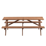 ZNTS 8 Person Brown Wooden Picnic Table, Outdoor Camping Dining Table with 2 Seats, Garden, DIY with 2 W1422P196395