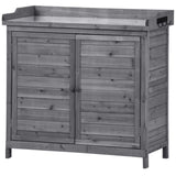 TOPMAX Outdoor 39" Potting Bench Table, Rustic Garden Wood Workstation Storage Cabinet Garden Shed WF285324AAE