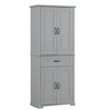Bathroom Storage Cabinet with Doors and Drawer, Multiple Storage Space, Adjustable Shelf, Grey WF308204AAE
