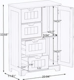 White freestanding floor storage cabinet with adjustable shelves, 4 drawers and 1 door W28222278