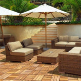 27 Pieces 12 x 12 Inch outdoor floor tilesAcacia Wood Interlocking Patio Deck Tile 92883574