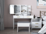 Particleboard Triamine Veneer 4 Drawers 1 Storage Cabinet 2 Shelves Mirror Cabinet Dressing Table 43623598
