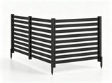 3Panel Solid Fir Wood Outdoor Privacy Screen, NoDig Air Conditioner Cover Fence with Ground 07398632
