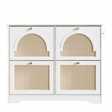 Mid-Century Narrow Design Tipping Bucket Shoe Cabinet with 4 Flip Drawers, Elegant Entryway Shoe N721P288701K