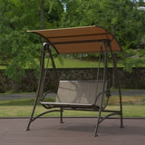2-Seat Patio Chair, Outdoor Porch with Adjustable Canopy and Durable Steel Frame, Patio W1859110126