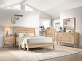Mid-Century Modern Design Natural Oak Finish Chest of 5 Drawers Nickel Tone Classic Style Bedroom B011P224818