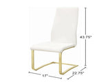 Set of 4 Leatherette Upholstered Dining Chairs, White and Gold B016P224737