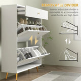 White shoe cabinet with adjustable shoe rack 34135365