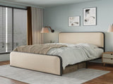 Modern Metal Bed Frame with Curved Upholstered Headboard and Footboard Bed with Under Bed Storage, N701P229014B