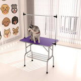 36" Folding Dog Pet Grooming Table Stainless Steel Frame Rubber Mat on Board with Adjustable Arm and W206P177019