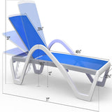 Patio Chaise Lounge Adjustable Aluminum Pool Lounge Chairs with Arm All Weather Pool Chairs for W1859109677