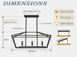 3-Light Farmhouse Kitchen Island Lighting,3 Light Industrial Linear Chandelier for Dining Room Metal W5008P465017