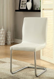 ZNTS Modern Elegance White Color Leatherette 2pcs Dining Chairs Chrome Metal Legs Dining Room Side Chairs B011P178974