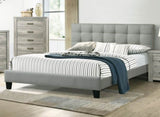Contemporary 1pc Eastern King Size Bed Grey Polyfiber Tufted Headboard Platform Bedframe Bedroom B011P243665