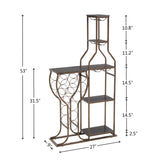 ZNTS Grey 11 Bottle Wine Bakers Rack, 5 Tier Freestanding Wine Rack with Hanging Wine Glass Holder and 89622291