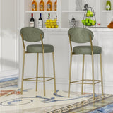 29'' H Seat Height Upholstered Bar Stools Set of 2 Faux Leather Counter Dining Stool with Golden W1757P227879
