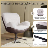 360&deg Swivel Office Chair, Modern Chenille Chair with Faux Leather and Black Metal Base Frame, No N817P205024W