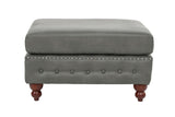 1pc Cocktail Ottoman Slate Gray Breathable Leatherette Tufted Nailhead Wooden Legs Living Room B011P234290