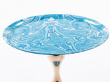 Mermaid Tail End Coffee Table Round Side Table, Modern Metal Pedestal Table, Minimalist Accent Table W2664P232834