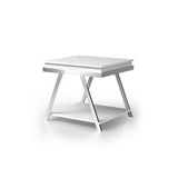Contemporary Style White 1pc End Table High Gloss Finish Chrome Frame Gorgeous Living Room Furniture B011P207455