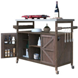 K&K Outdoor Kitchen Island, Rolling Bar Cart & Storage Cabinet, Farmhouse Solid Wood Outdoor Grill WF532198AAZ