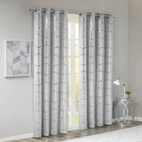 Total Blackout Metallic Print Grommet Top Curtain Panel Pair B035129663