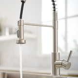 Commercial Brushed Nickel Kitchen Faucet with Pull Out Sprayer, Single Handle Single Lever Kitchen W1932P172337