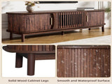 Modern Farmhouse TV Stand for 75" TVs, Wood Entertainment Center with Storage Cabinet, TV Console N710P257615P
