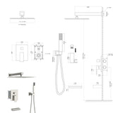 Shower System with Waterfall Tub Spout,12 Inch Wall Mounted Square Shower System with Rough-in W124381873