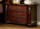 Brown Cherry Traditional 1pc Nightstand Solid wood 3-Drawers Bedside Table Pewter Hanging Pull Grand B011P218330