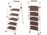 5Step Ladder, Folding Step Stool with Wide Anti-Slip Pedal, Sturdy Steel Ladder, Convenient W2717P546731
