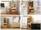 Tall Narrow Fluted Storage Cabinet with 10-Gallon Hidden Trash Bin Compartment, Freestanding W2557P492719