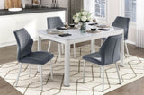 ZNTS Modern Dining Side Chairs Set of 2, Dark Gray Velvet Upholstered White Metal Legs Furniture B011P284952