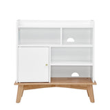 Colorblocking Storage Cabinet with Solid Wood Base & feet, Floor Cabinet for Bedroom Living Room W1801P195703
