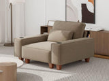 Khaki Chenille Deep Seat Single Sofa Chair with Brushed Stainless Steel Cup Holder and Decorative 87813365
