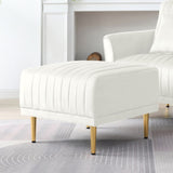 ZNTS Square Ottoman Cream Velvet Stool Seat with Metal Legs, Footrest for Bedroom to match with Living W714110608