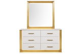 ZNTS Contemporary Style 6-Drawer Dresser Made with Wood & Gold Finish B009P152664