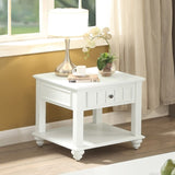 White Washed End Table with Bottom Shelf B062P191044