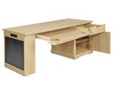 55" Modern Fluted Office Desk with Storage Cabinet & Drawers, Computer Writing Desk with Power 97527094