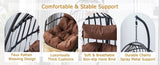 Indoor Outdoor Egg Swing Chair with Stand, Patio Grey Wicker Rattan Hanging Chair with Rope Back, W2920P281902