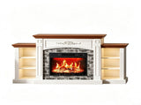 Fireplace TV Stand, Brown Painted Top Washed White Melamine Cabinet, 16818035